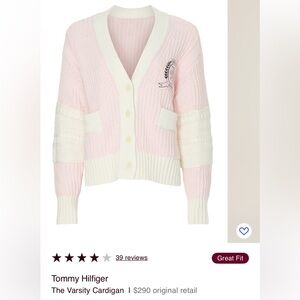 Tommy Hilfiger Pink and Cream Knit Cardigan